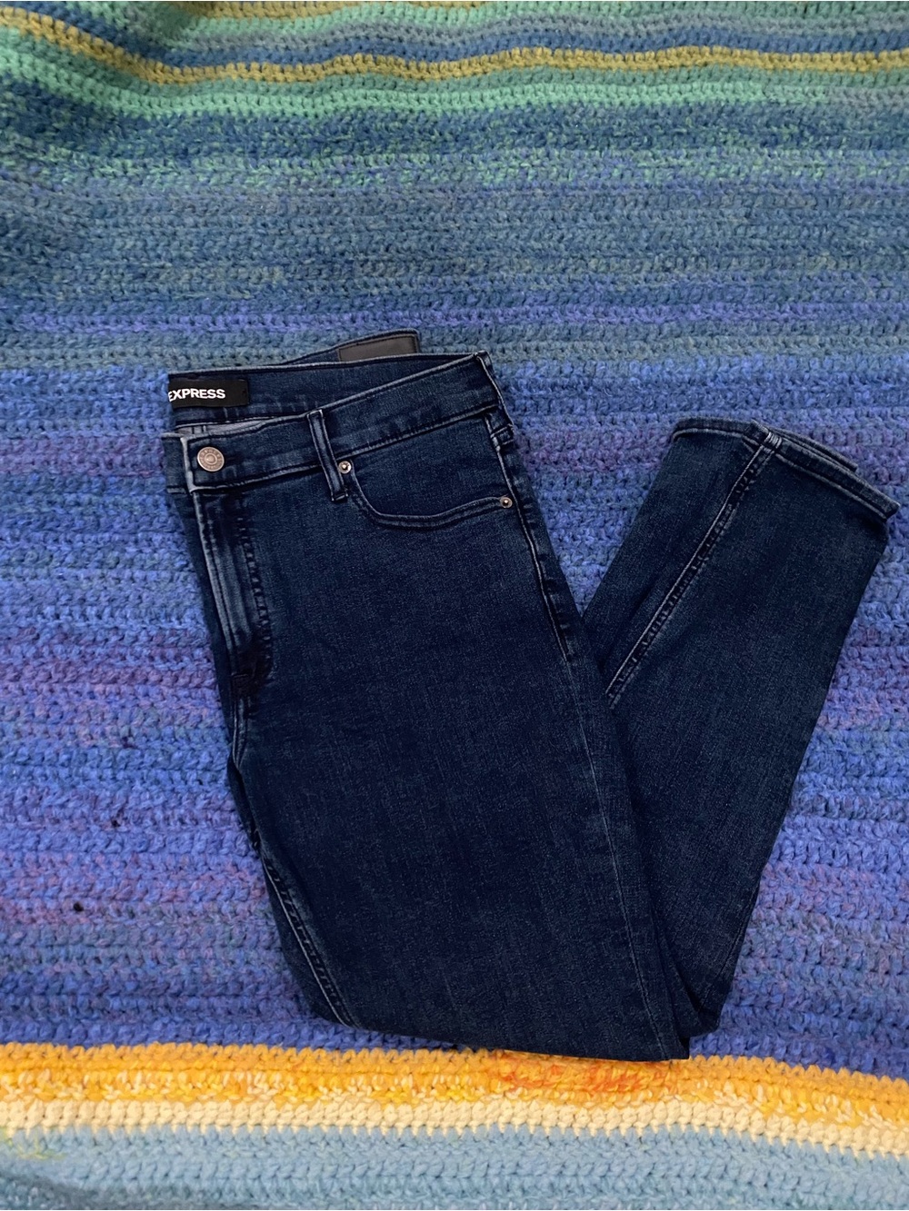 Express Stretch+ Dark Blue Denim Perfect Ankle Legging Skinny Jeans 14R